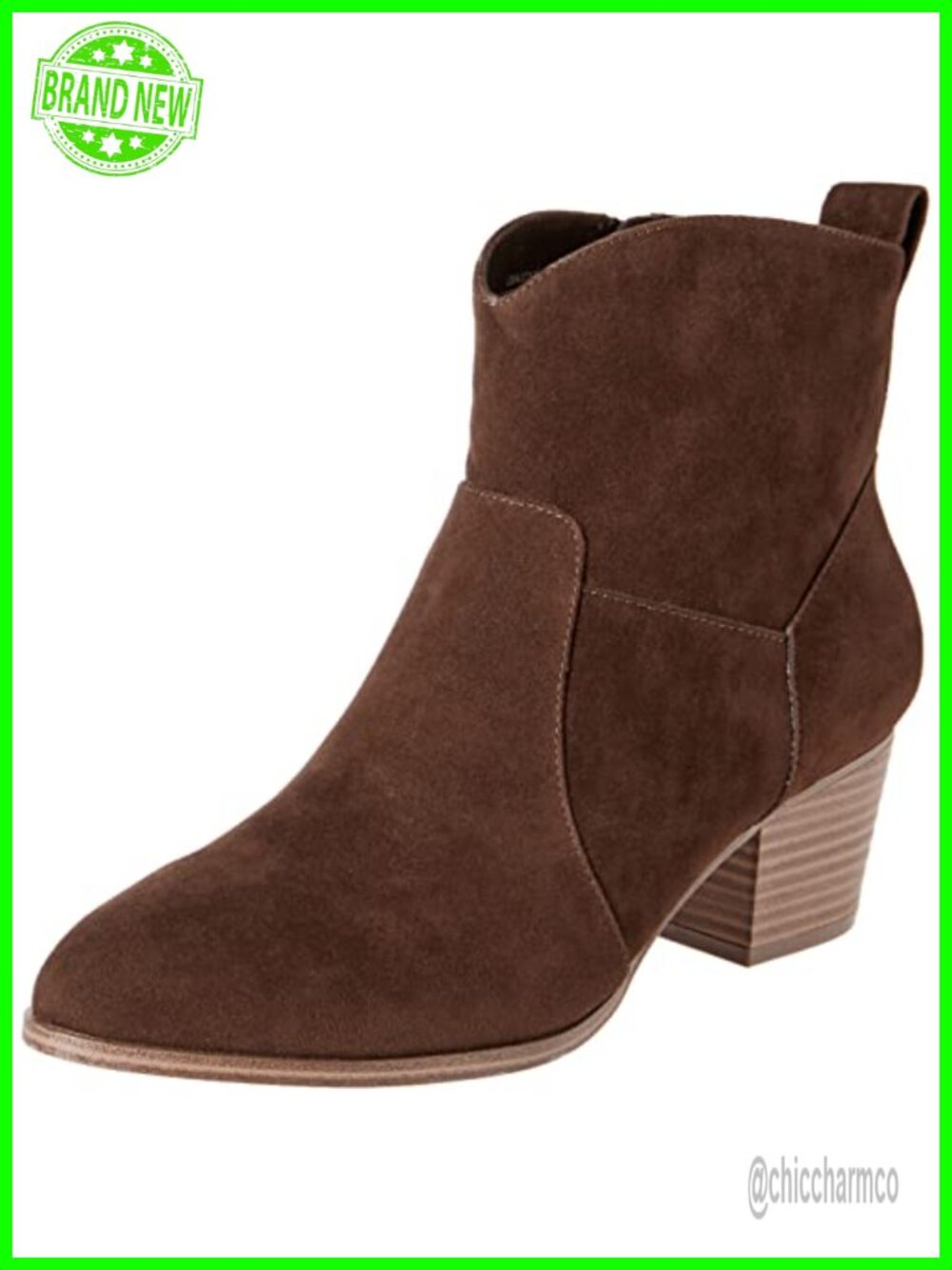 Women's Western Ankle Boots Faux Leather Memory Foam Stacked Heel